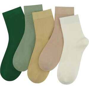 Women 5 Pairs Spring Colors Crew Thin Ankle Height Anti Odor Soft Ankle Socks